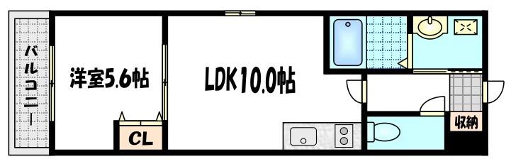 ソリティア梅小路(1LDK/5階)の間取り写真