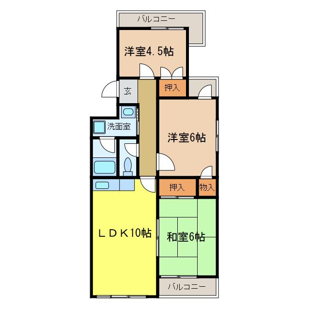 コンフォート千代田(3LDK/2階)の間取り写真