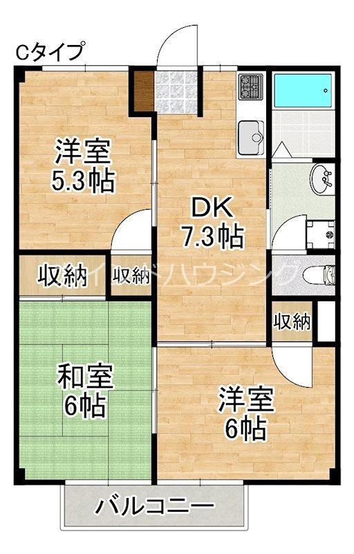 プリランテ貝塚(3DK/1階)の間取り写真
