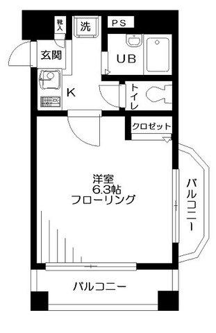 パレステージ西国分寺(1K/2階)の間取り写真