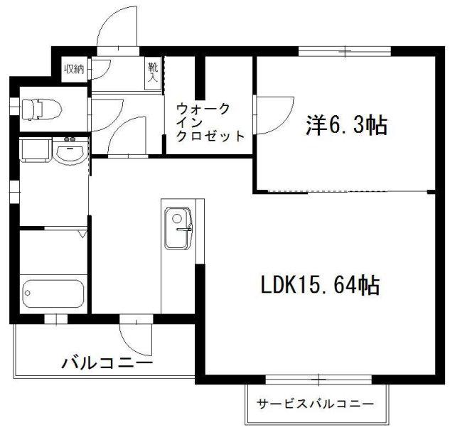 カシオペア(1LDK/2階)の間取り写真