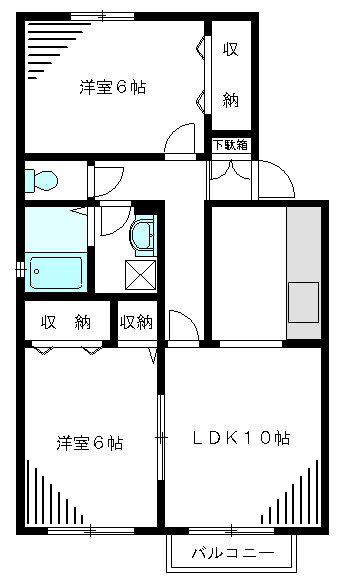 ドルフ清水(2LDK/2階)の間取り写真