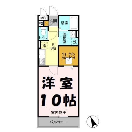 アルバ・グラート A(1K/1階)の間取り写真