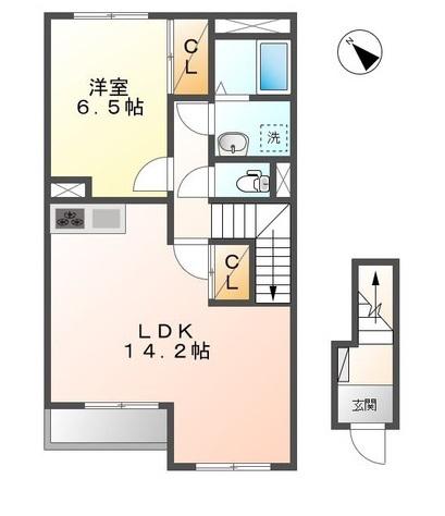 グレースほしか(1LDK/2階)の間取り写真
