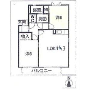 ウィンドワードC棟(2LDK/2階)の間取り写真