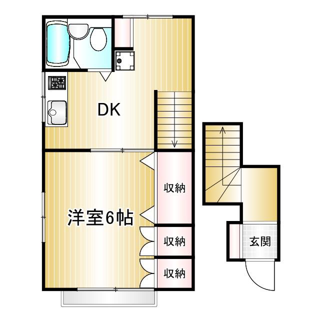 コーポ吉原(1DK/2階)の間取り写真