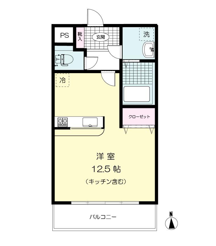 SUN PATIO(ワンルーム/2階)の間取り写真