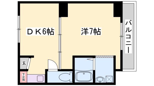 ヴィラナリー相生 1号棟(1DK/4階)の間取り写真