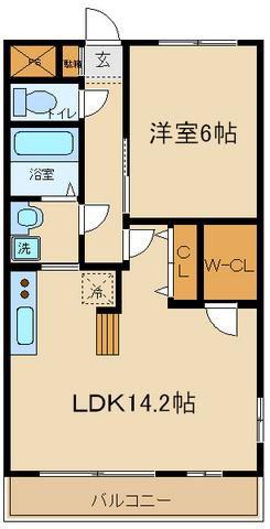 グリーンフィールド(1LDK/2階)の間取り写真