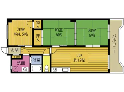西山ビル(3LDK/3階)の間取り写真