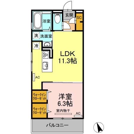 アーベイン沖浜(1LDK/2階)の間取り写真