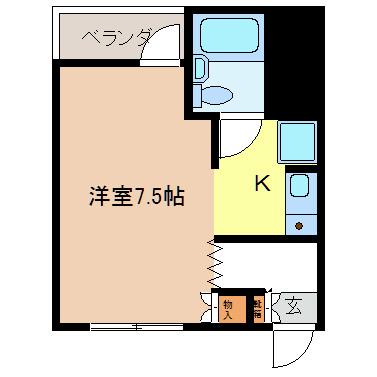 メゾン西鶴賀(1K/1階)の間取り写真