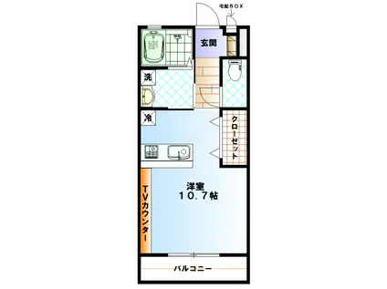 ハピネスみぞろく(ワンルーム/2階)の間取り写真