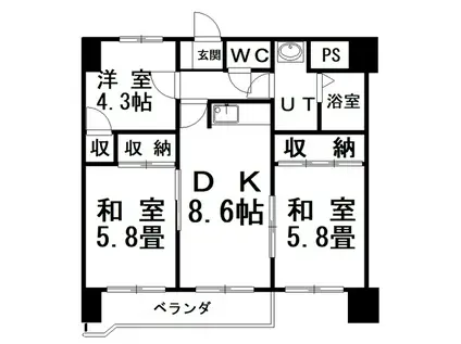 仲浜ハイツ(3DK/3階)の間取り写真