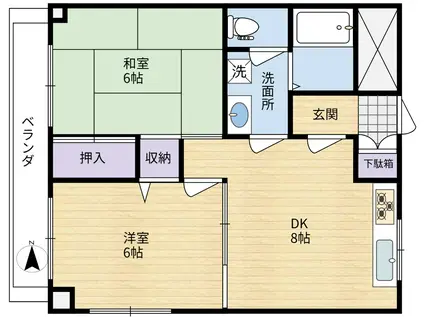 メゾン・まろうど(2DK/1階)の間取り写真