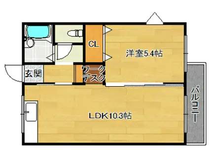 神内ハイツA棟(1LDK/1階)の間取り写真