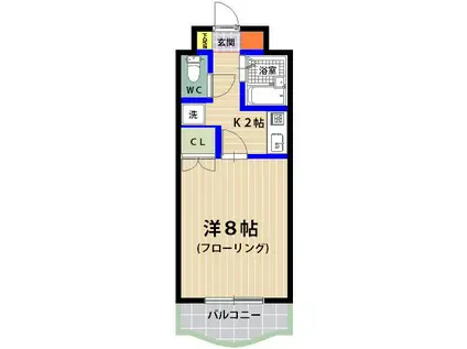 シャトレ21箱崎(1K/1階)の間取り写真