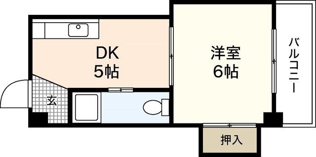 玉井ビル(1DK/3階)の間取り写真