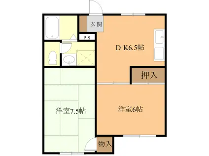 コンコード(2DK/2階)の間取り写真