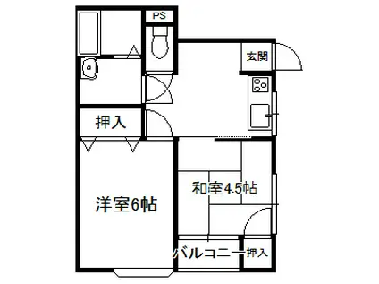 NASUBI(2DK/1階)の間取り写真