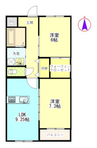 グランIII(2LDK/2階)の間取り写真