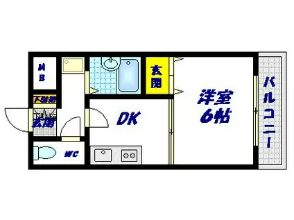 清水バックスビル(1DK/2階)の間取り写真