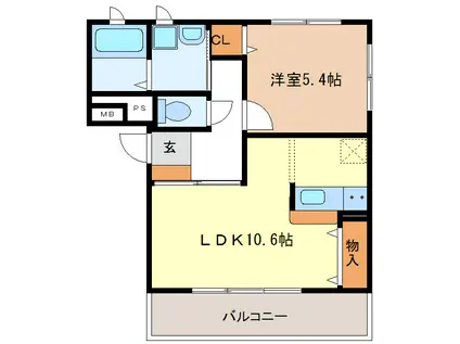 FUJIKATA M S(1LDK/1階)の間取り写真