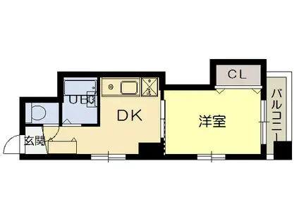 ウエストサイド江坂(1DK/4階)の間取り写真