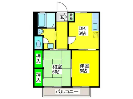 ハイツ加藤(2DK/1階)の間取り写真