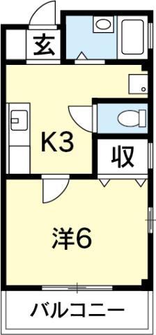 コウシンハイツI(1K/2階)の間取り写真