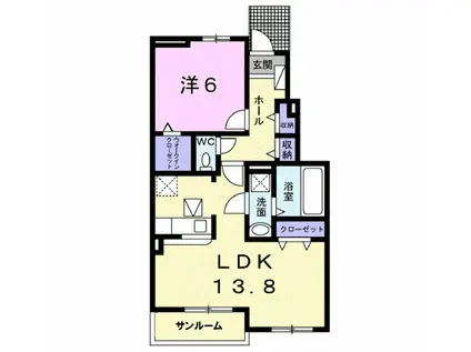 ＪＲ常磐線 富岡駅 徒歩7分 2階建 築6年(1LDK/1階)の間取り写真