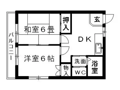 コーポヤギシタI(2DK/2階)の間取り写真