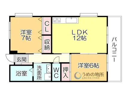 COZY KODAMA(2LDK/2階)の間取り写真