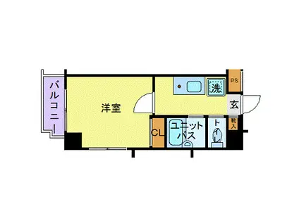 スカイコート世田谷用賀第3(1K/2階)の間取り写真