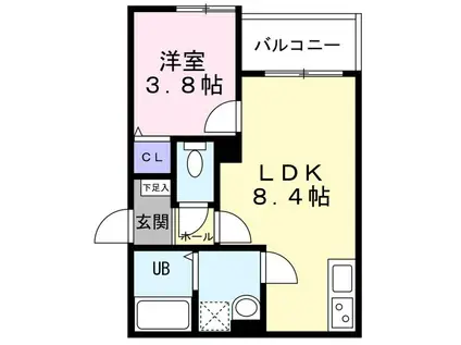 堺市東区南野田AP B棟(1LDK/3階)の間取り写真
