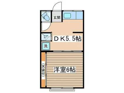 京急本線 安針塚駅 徒歩9分 2階建 築57年(1DK/2階)の間取り写真