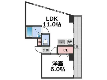 エルドムス陽光3番館(1LDK/5階)の間取り写真