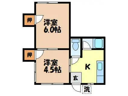 コーポダイウンC(2DK/2階)の間取り写真