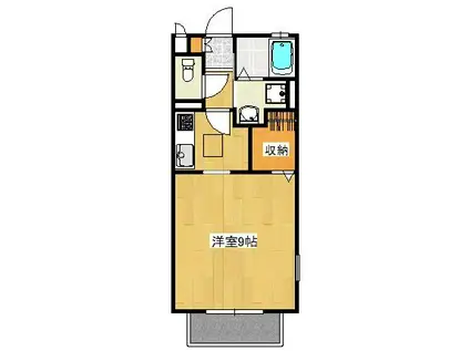 ＪＲ宇都宮線 宇都宮駅 車で11分 2階建 築20年(1K/1階)の間取り写真