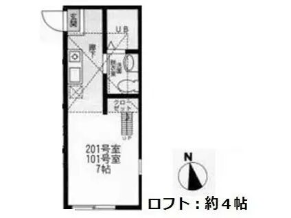 ハーミットクラブハウス戸塚 C(ワンルーム/2階)の間取り写真