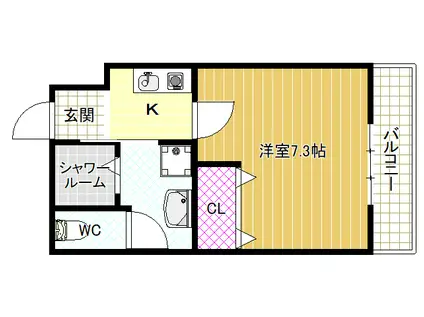 グロースコート恵我之荘(1K/3階)の間取り写真