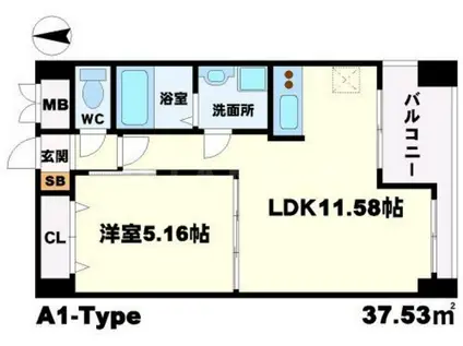 ノルデンハイム江坂(1LDK/12階)の間取り写真