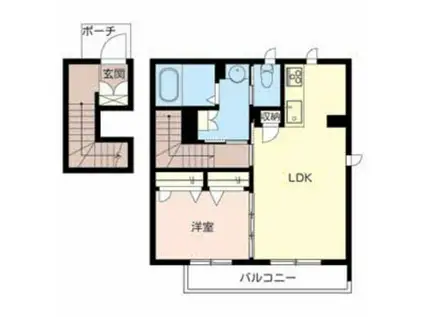 SHAMAISON OKAMOTO HILLS B(1LDK/2階)の間取り写真