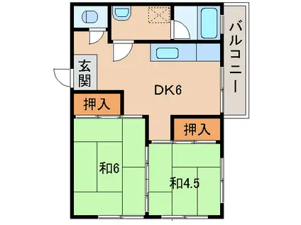 加賀マンション(2DK/2階)の間取り写真