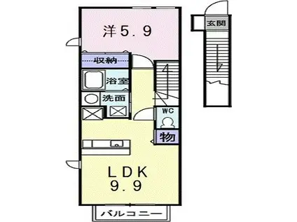 ヴィラ・プリムローズ(1LDK/2階)の間取り写真