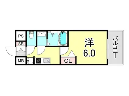 プレサンス神戸長田マリエント(1K/3階)の間取り写真