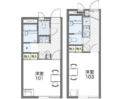 レオパレスウエストパレスIII(1K/2階)の間取り写真