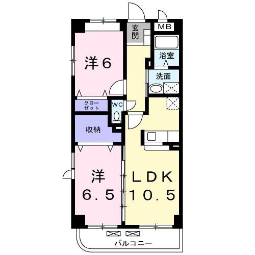 クラシオンI(2LDK/2階)の間取り写真