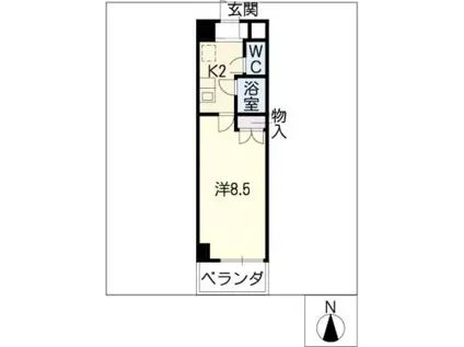 キャッスル一社(1K/5階)の間取り写真