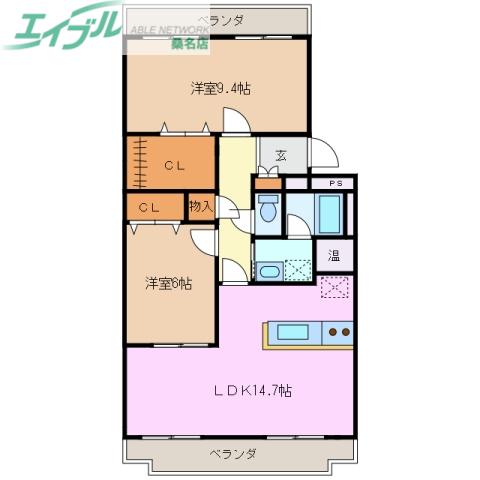 THE ROOTS(2LDK/4階)の間取り写真